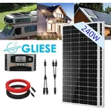240 Watt Solarpanel Solarmodul-Set Solaranlage Monokristallines Photovoltaik Komplettset für Wohnmobil Garten Camping