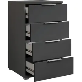 SchlafKONTOR Boxxx Nachtschrank, Graphit, Kunststoff, 4 Schubladen, 46x79x42 cm, Schlafzimmer, Nachttische