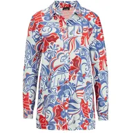 GOLDNER Hemdbluse Floralbedruckt Blau/Rot 19