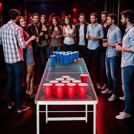 Tectake Bierpongtisch 61 cm x 240 cm x 71 cm Bunt