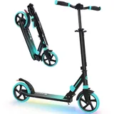 BELEEV V8 Big Wheel Scooter, Cityroller Upgrade mit LED Leuchtenden Lenksäule und Deck, Klappbarer Roller Kinder ab 6 Jahre mit 200mm Große Räder für Kinder, Erwachsene, 4 Höhenverstellbar