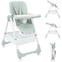 KIKKABOO Kikkaboo, Hochstuhl, Kikka boo Kinderhochstuhl Spicy+ faltbar höhenverstellbar Fußstütze Räder Korb grün