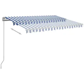 vidaXL Automatisch Gelenkarmmarkise 350 x 250 cm blau/weiß inkl. Pfosten 3069926