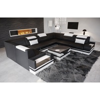 Sofa Dreams Wohnlandschaft Leder Designer Sofa Trivento U Form Ledersofa, Couch wahlweise mit Bettfunktion schwarz