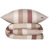 SCHIESSER Kris Kariert Beige-Rot 135 x 200 cm + 80 x 80 cm