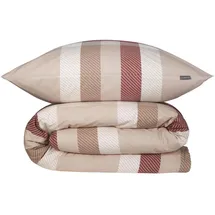 SCHIESSER Kris Kariert Beige-Rot 135 x 200 cm + 80 x 80 cm