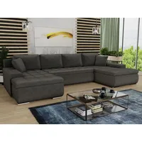 Wohnlandschaft mit Schlaffunktion Faris U-Form - Couch, Schlafsofa mit Bettkasten, Couchgranitur mit Bettfunktion, Big Sofa, Bettsofa (Dunkelgrau (... - Grau