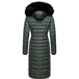 Navahoo Damen Wintermantel Warmer Steppmantel lang mit Kapuze Umay Stormy Blue Gr. XL - XL