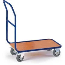 ROLLCART Transportwagen Holz/Stahl 800 x 500 mm blau mit Feststellbremse Tragkraft 250 kg