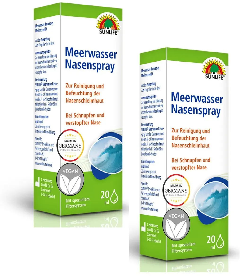 Meerwasser-Nasenspray SUNLIFE® ohne Konservierungsstoffe 2x20ml Spray