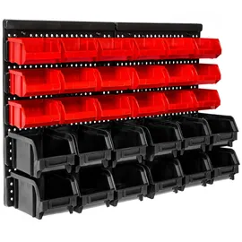 Tectake Kleinteilemagazin Polypropylen 64 cm x 38 cm x 17,5 cm schwarz