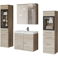 WELLTIME »MADRIT II, Schrank mit Waschbecken, 2 Hänger, Spiegelschrank«,