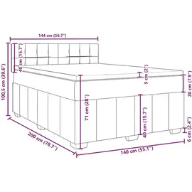 vidaXL Boxspringbett mit Matratze Schwarz 140x200 cm Stoff