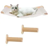 Kletterwand Katzen inkl,2X Katzentreppe Wand,Massivholz,Kratzbaum Wand,Hängematte Katze,Katzenwand,Wandkratzbaum,Katzenmöbel,Katzen Kletterwand (Holz, 40 * 30 * 25cm, 3) (7.5 * 53.5 * 46.5cm)
