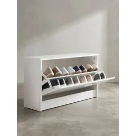 KADIMA DESIGN Schuhkipper 80 x 47 x 24 cm mit Ablage und 1 Fach aus Holz in Weiß