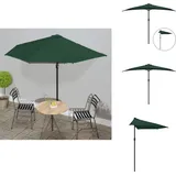 Balkon-Sonnenschirm mit Alu-Mast Grün 300x155 cm Halbrund - Balkonschirm - Sonnenschirm - Gartensonnenschirm - Halbrund - Grün
