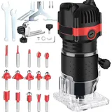 Elektrische Oberfräse für Holz - Kantenfräse 800W - 32 000 U/min - 6,35 mm Spannzange - Bürstenloser Motor - 15 Fräser EU 220V