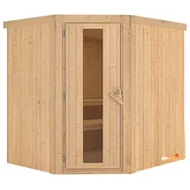 Karibu Sauna Lilja - 68 mm Systemsauna - 230 Volt Plug & Play-Ohne Ofen-Ohne Dachkranz- Energiesparende Saunatür