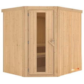 Karibu Sauna Lilja - 68 mm Systemsauna - 230 Volt Plug & Play-Ohne Ofen-Ohne Dachkranz- Energiesparende Saunatür