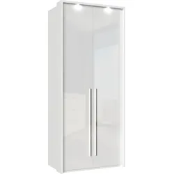 Kleiderschrank PLACES OF STYLE "Piano", weiß (weiß hochglanz), B:97cm H:226cm T:60cm, Spanplatte, Schränke, Drehtürenschrank Kleiderschrank, weiß, UV lackiert, mit Beleuchtung, hochglänzend, Soft-Close Funktion