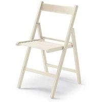 Dmora Moderner Klappstuhl aus Holz, für Balkon oder Garten, cm 42x48h79, Sitzhöhe cm 47, Farbe weiß