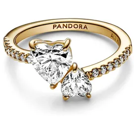 Pandora Doppel-Herz Funkelnder Ring 161198C01 Damenring, Ringgröße:58 - Gold - 58