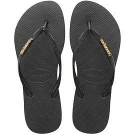 havaianas Slim Logo Metallic Schwarz/Gold 35