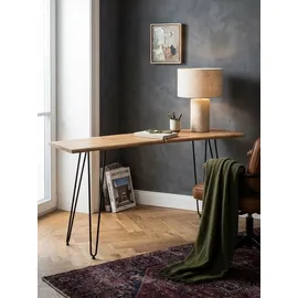 KADIMA DESIGN Schreibtisch / Massivholz/Metall, 150x36x75 cm Baumkante, Haarnadelbeine