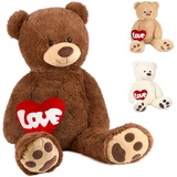 Brubaker XXL Teddybär 100 cm mit "Love" Herz Stofftier Plüschtier Kuscheltier,