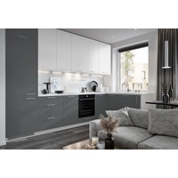 L-Form Küchenzeile BONN 335x155cm weiß Front MDF weiß - dust grey matt 80387355