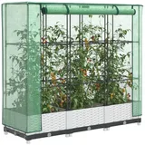 vidaXL Hochbeet mit Gewächshaus-Aufsatz Rattan-Optik 120x40x123 cm