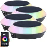 Lunartec 4er Set Solar-Outdoor-Leuchte LED 90lm wetterfest IP65 RGB-CCT-LEDs
