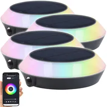 Lunartec 4er Set Solar-Outdoor-Leuchte LED 90lm wetterfest IP65 RGB-CCT-LEDs