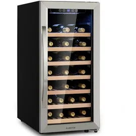 Klarstein Vinamour 38 Uno Weinkühlschrank, Getränkekühlschrank Schmal, Kühlschrank mit Glastür, Getränkekühlschränke Freistehend, Weinkühlschrank Klein, Weinkühlschränke 1 Zone, UV-Schutz, 5-18 °C, Flaschen