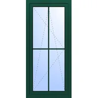 Kunststoff Balkontür "GEORG" 74 mm 2-fach Verglasung 4 Sprossenfelder Moosgrün RAL 6005 innen öffnend DIN rechts
