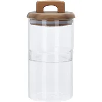 Excellent Houseware Glas für Lebensmittelaufbewahrung, Holzdeckel - Transparent