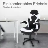 Mendler Bürostuhl HWC-K13, Drehstuhl Gamingstuhl, ergonomisch, verstellbare Armlehne, Kunstleder - schwarz-weiß