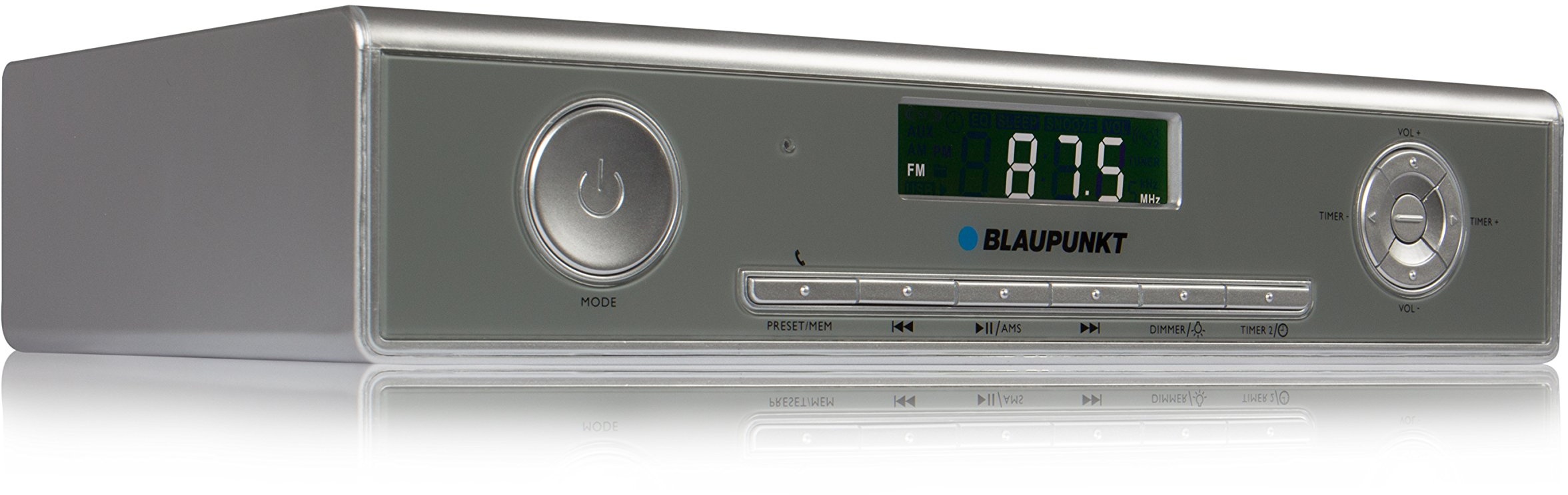 Blaupunkt Audio KRB 20 SV. Unterbaufähiges Küchenradio mit Bluetooth und integriertem Standfuß; Silber