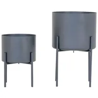 VCM ebuy24 Blumenständer Set mit 2 Stck. Grau