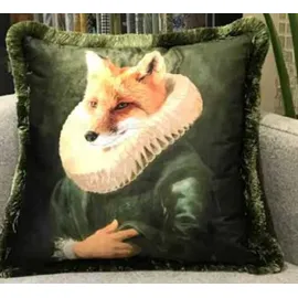 Casa Padrino Sir Fuchs 45 x 45 cm Grün / Mehrfarbig