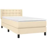 vidaXL Boxspringbett mit Matratze Creme 100x200 cm Stoff