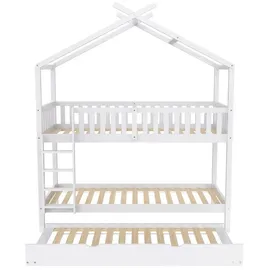 XDeer Etagenbett mit drei Betten 90 x 200 cm Kiefer massiv weiß