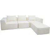 Mendler L-Sofa HWC-O54, Lounge-Couch mit Ottomane, erweiterbar modular rechts/links, Stoff/Textil 63x270x190cm - creme