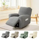 BOUFEIDA 4-Teilig Relaxsessel Sesselbezug Stretchhusse, All-Inclusive Sesselbezug mit Taschen, Sesselschoner für Fernsehsessel und Relaxsessel, Anti-Rutsch High Stretch Mit Elastischem Boden