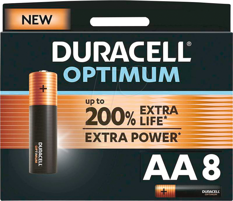 Produktbild DURA OPT AA8 - Duracell Optimum, Alkaline Batterie, AA (Mignon), 8er-Pack