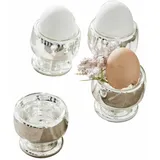 Loberon Eierbecher 4er Set Lilligret, mundgeblasen, edel & klassisch, Geschirr, Eierhalter, Küchenzubehör, Küchenutensilien, Glas, silber