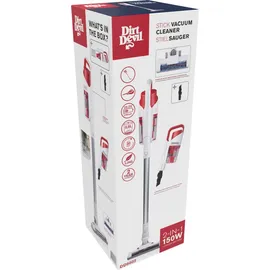 Dirt Devil 2-in-1 Akku Staubsauger - DD9002 - 150W - Hand- und Stielstaubsauger - Inkl. Kombibürste und Düse - Akkulaufzeit bis zu 30 minuten - 2 Einstellungen - Weiß/Rot