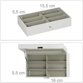 Relaxdays Brillenbox weiß 33,5 x 19,5 x 15,5 cm