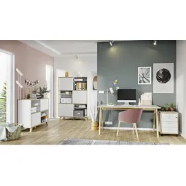 Germania Aktenregal Helsinki weiß, navarra-eiche 120,0 x 92 x 92,0 cm