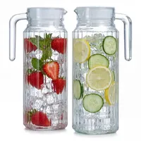 BigDean 2 Stück Kühlschrankkrug 1,1 Liter Glas Wasserkrug mit Deckel ergonomischer Griff